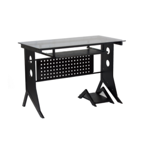 Computer Desk Black with Tempered Glass Top